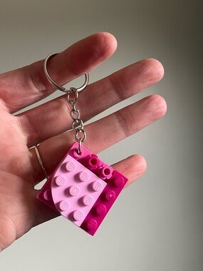 Lego Pink Brick Keychain Handmade